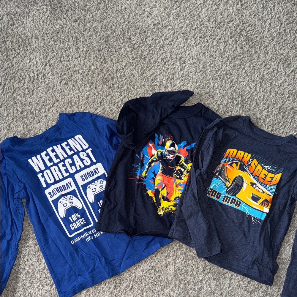 Gaming and Racing Themed Kids Long Sleeve Shirts - Blue and Gray